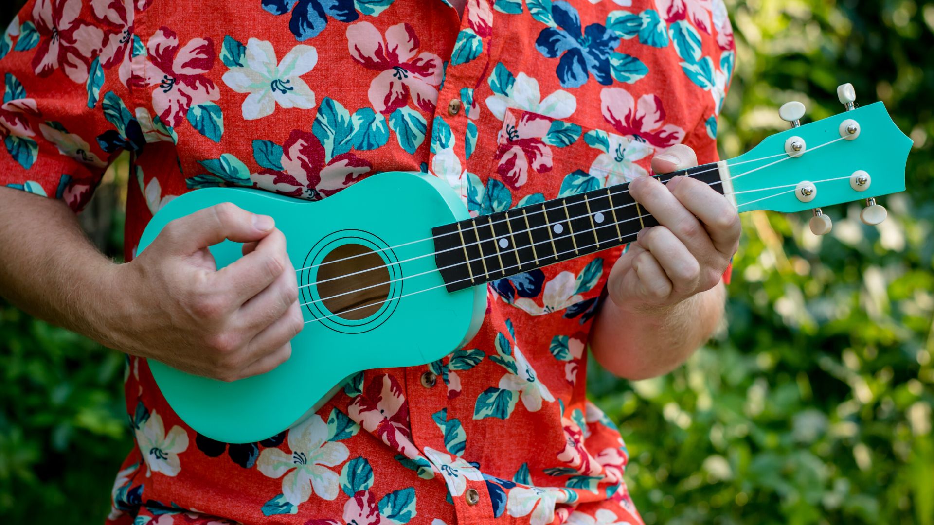 uomo che suona l'ukulele