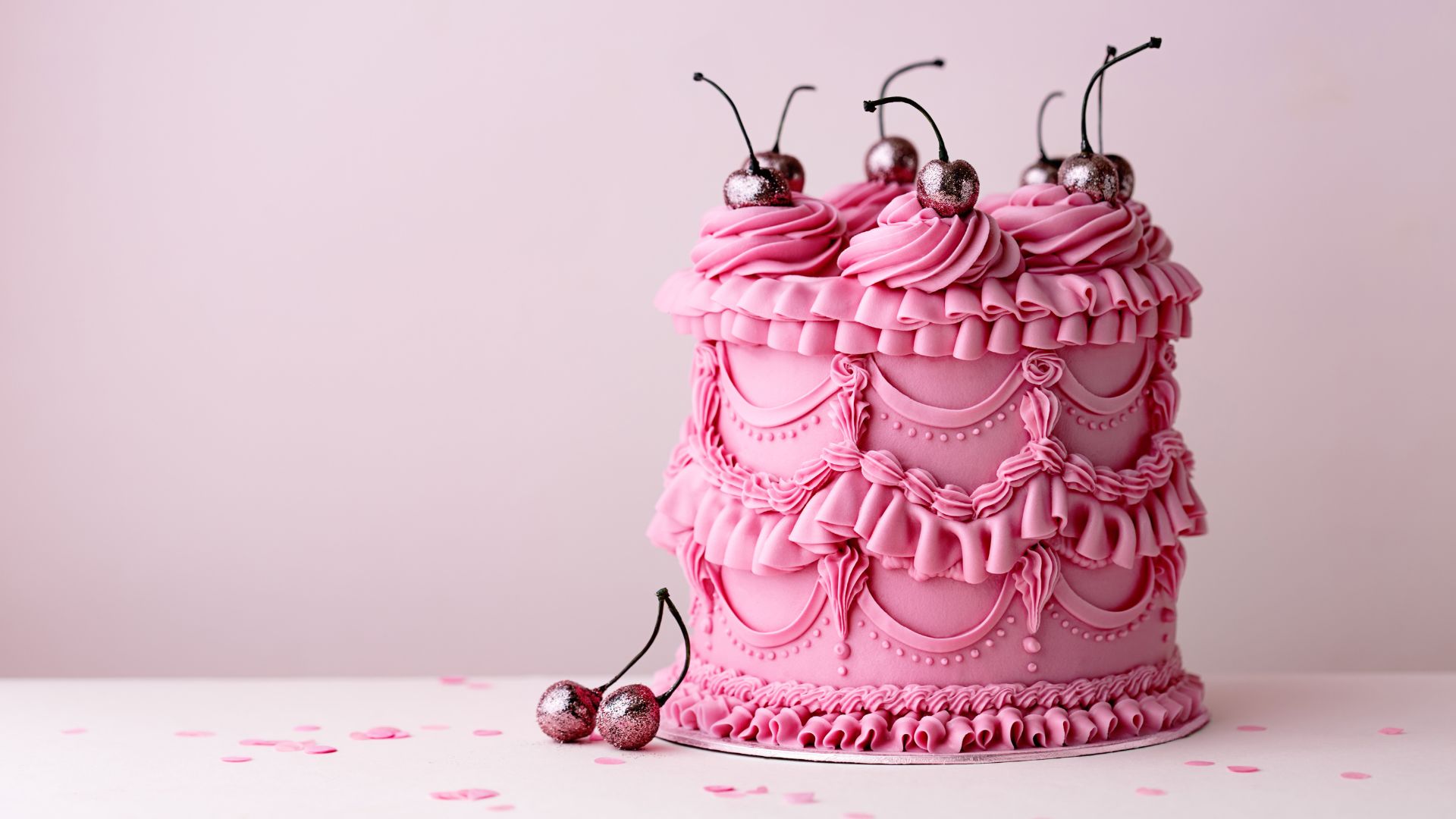 torta rosa con pasta di zucchero